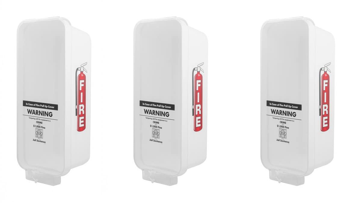 3 Pack White Wall-Mounted Fire Extinguisher Cabinet with Clear Pull-Cover T214946