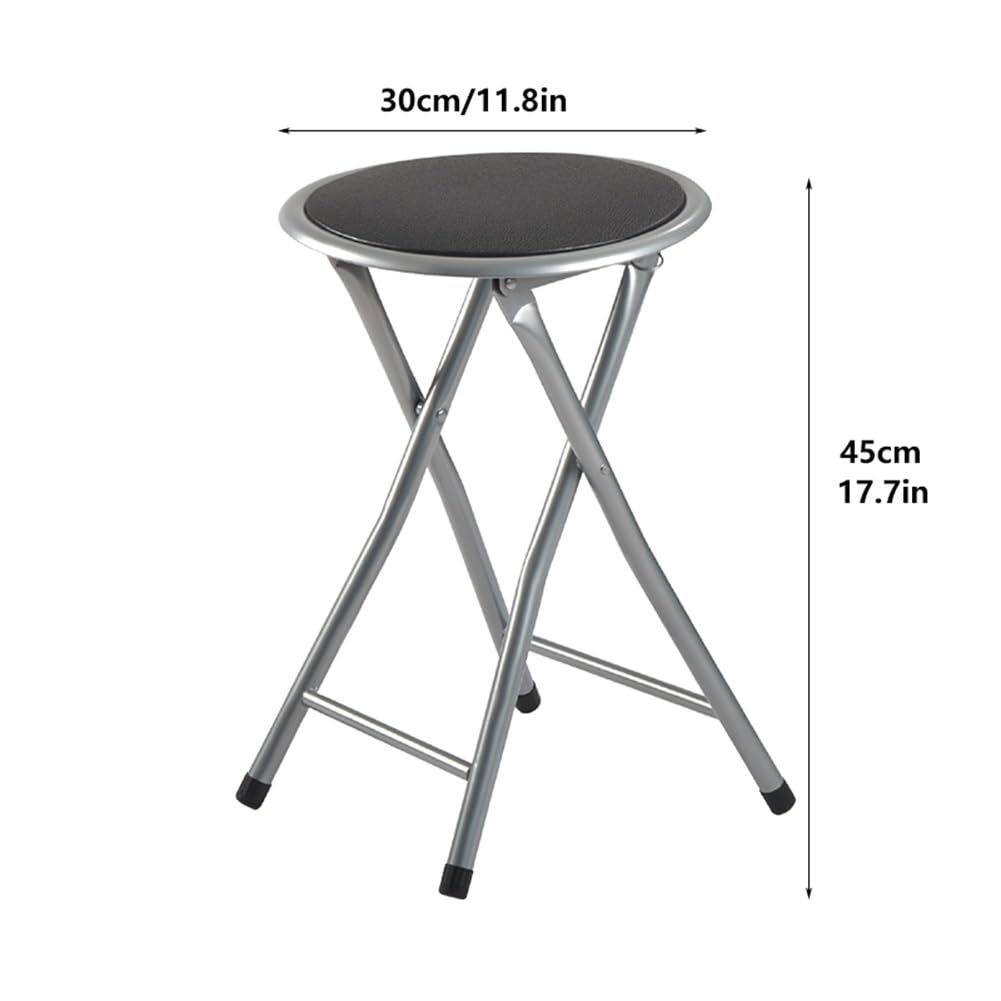 2 Pcs Portable Folding Stools, 18 Inch 330 Lb Capacity Black Z882180