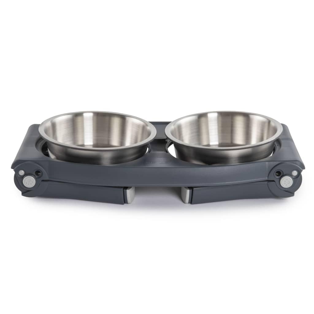 Adjustable Height Double Pet Feeder with Stainless Steel Bowls M101174