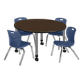 48" Round Mobile Table with 4 Navy Blue Chairs H6967