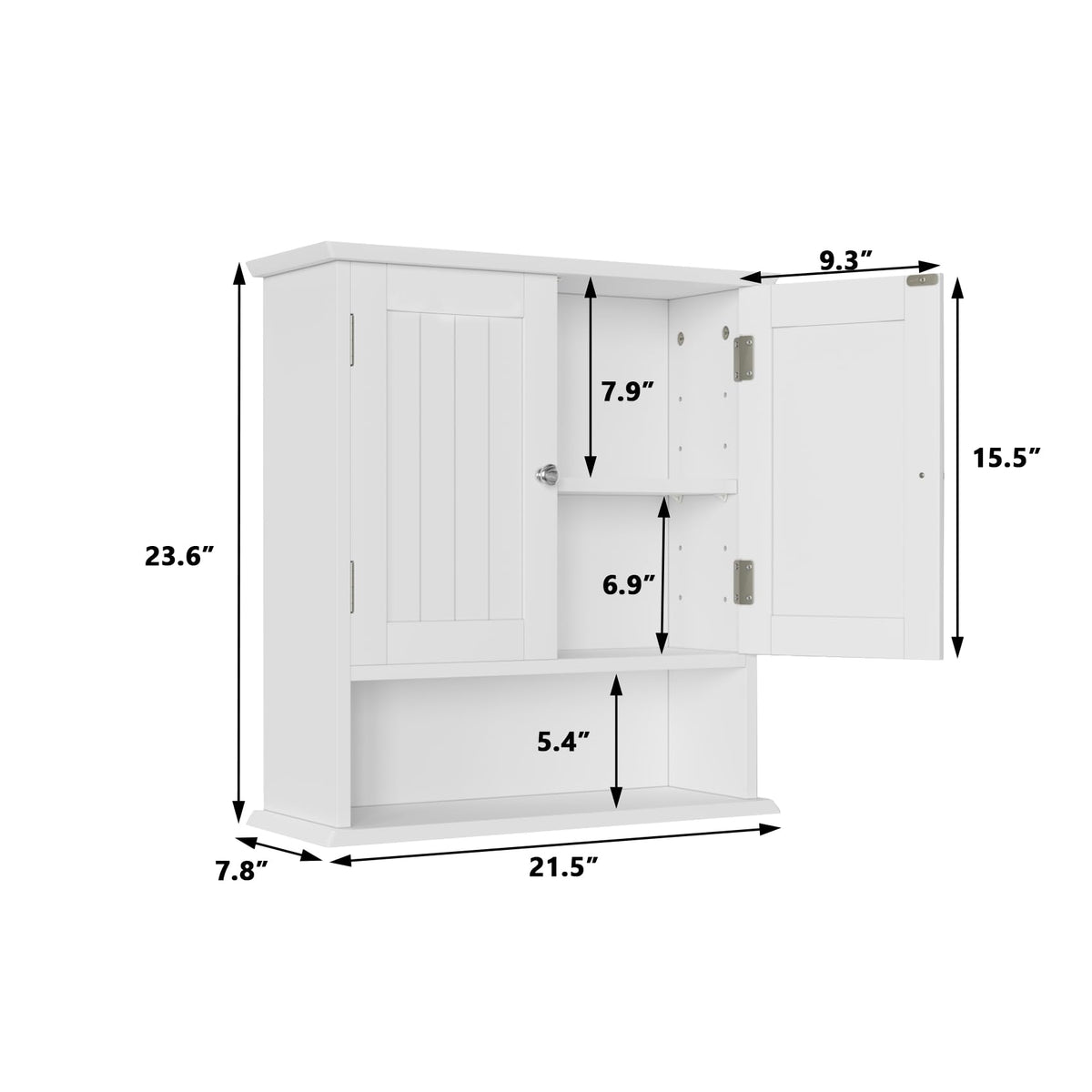 White Wall Mounted Bathroom Cabinet with 2 Door M24817