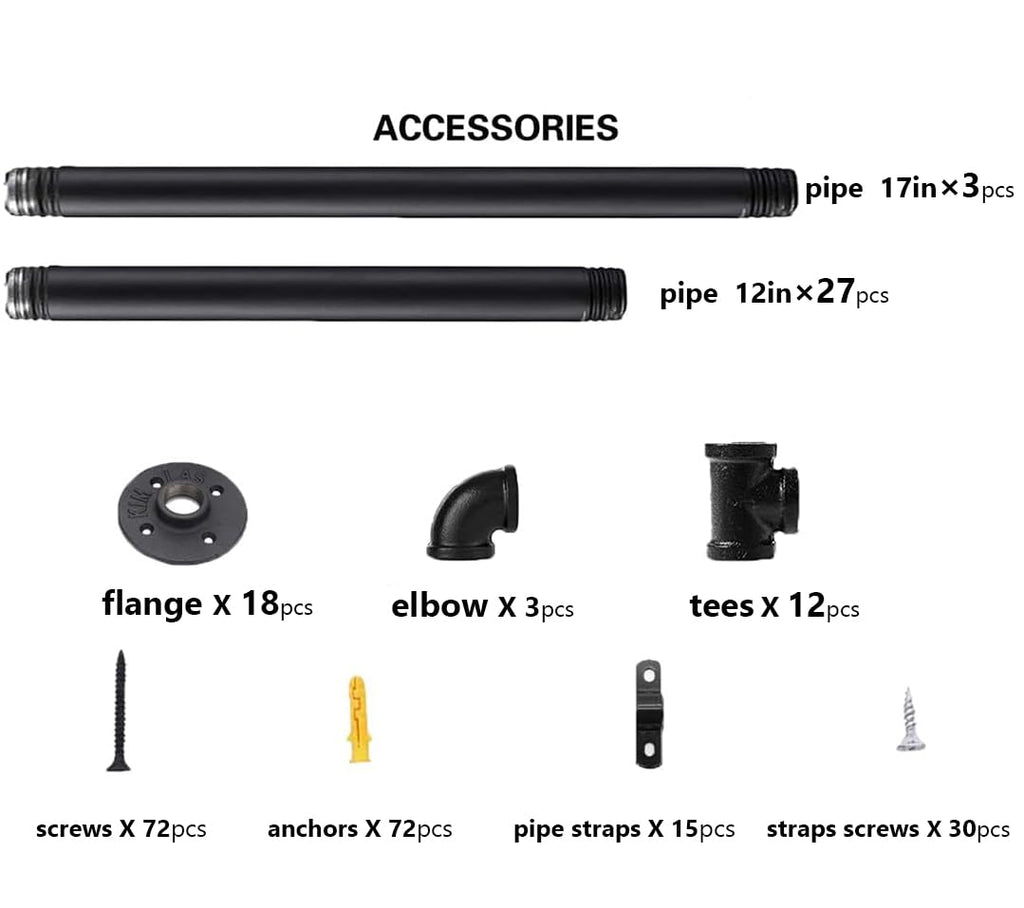 Industrial Pipe 5-Tier Wall Mount Bookshelf T2087