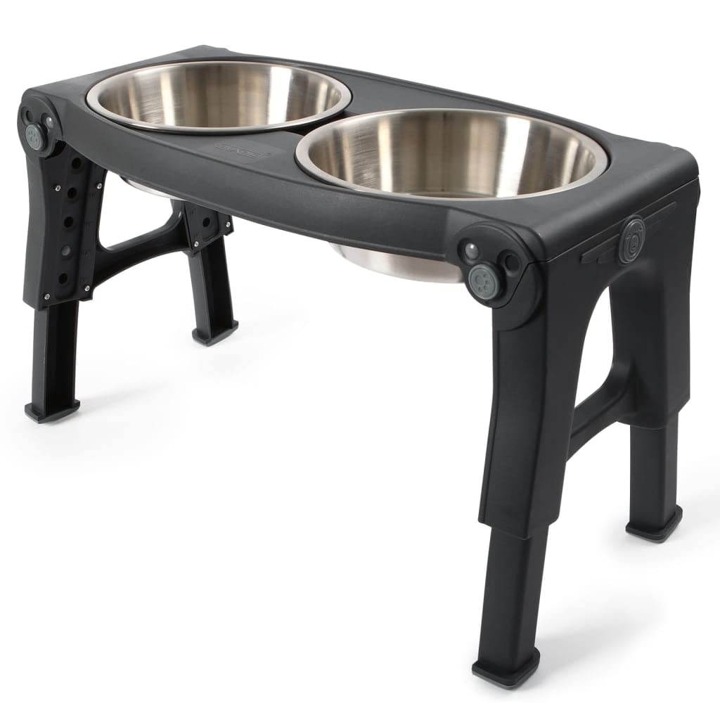 Adjustable Height Double Pet Feeder with Stainless Steel Bowls M101174