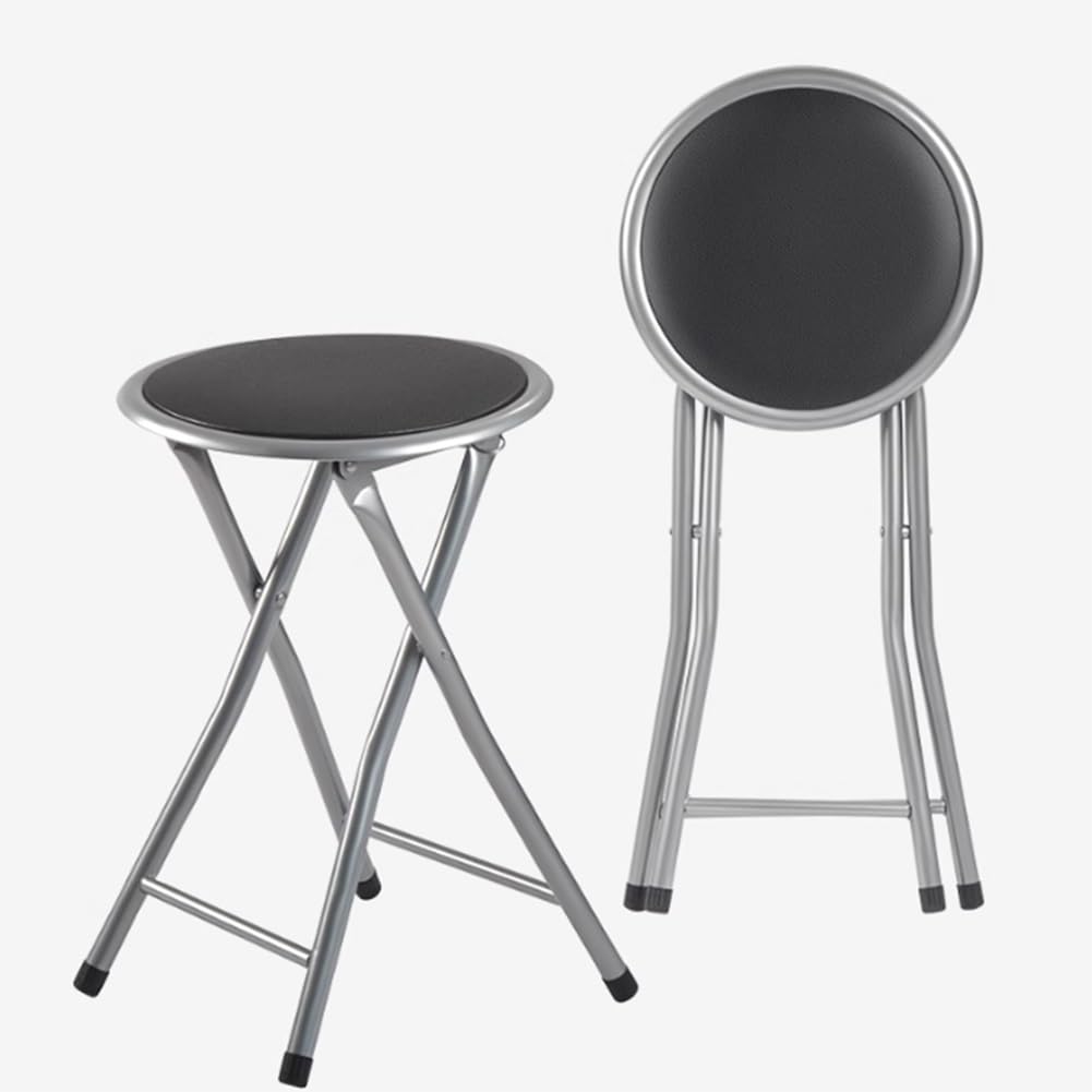 2 Pcs Portable Folding Stools, 18 Inch 330 Lb Capacity Black Z882180
