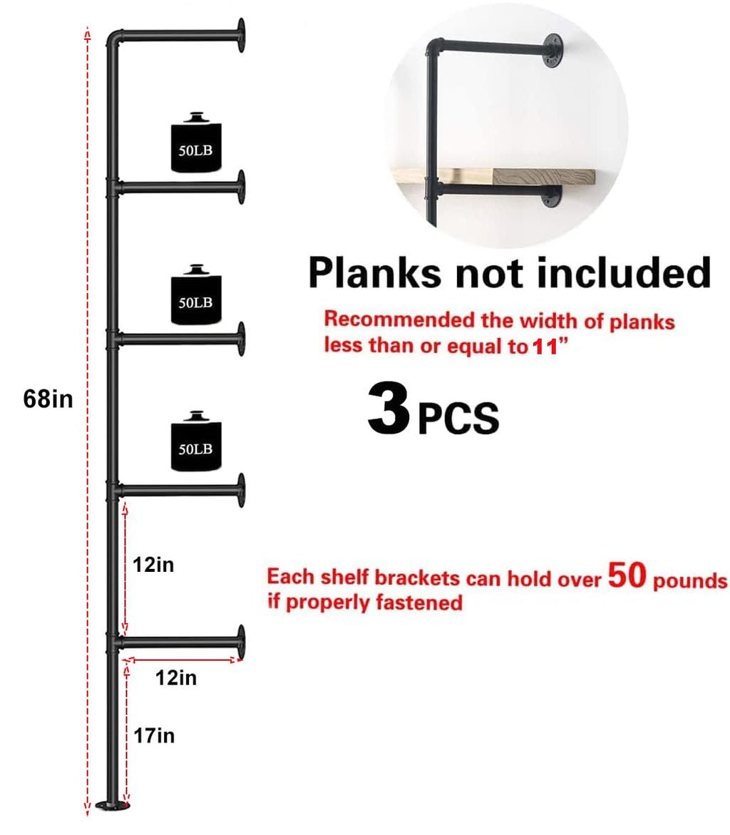 Industrial Pipe 5-Tier Wall Mount Bookshelf T2087