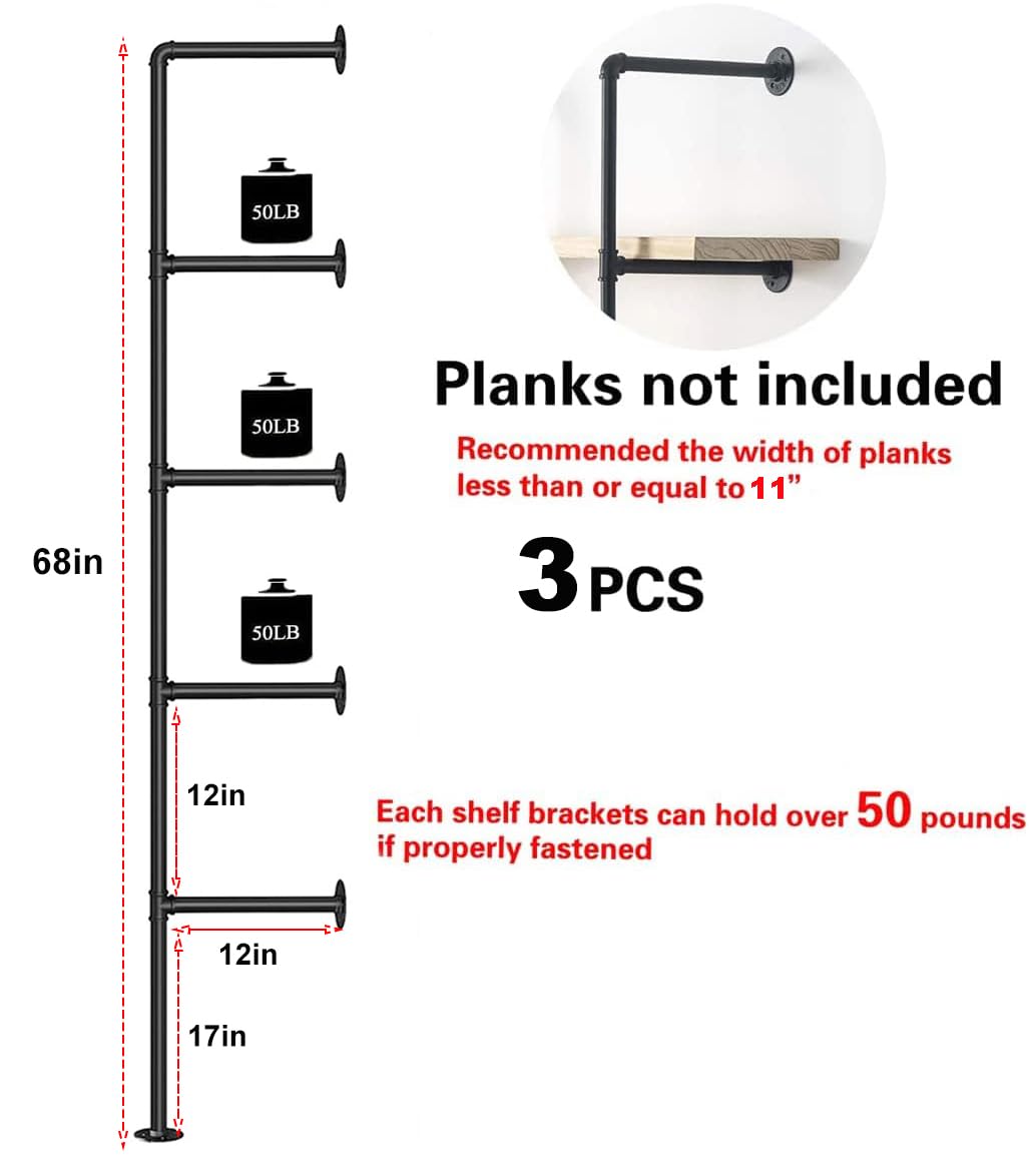 Industrial Pipe 5-Tier Wall Mount Bookshelf T2087