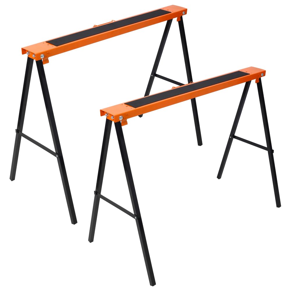 Folding Sawhorse 2 Pack Heavy Duty 550 lbs Capacity Portable Collapsible Metal Frame Non-Slip L54337
