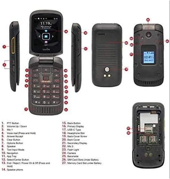 4G LTE 8GB Ultra Rugged Flip Phone Black R889