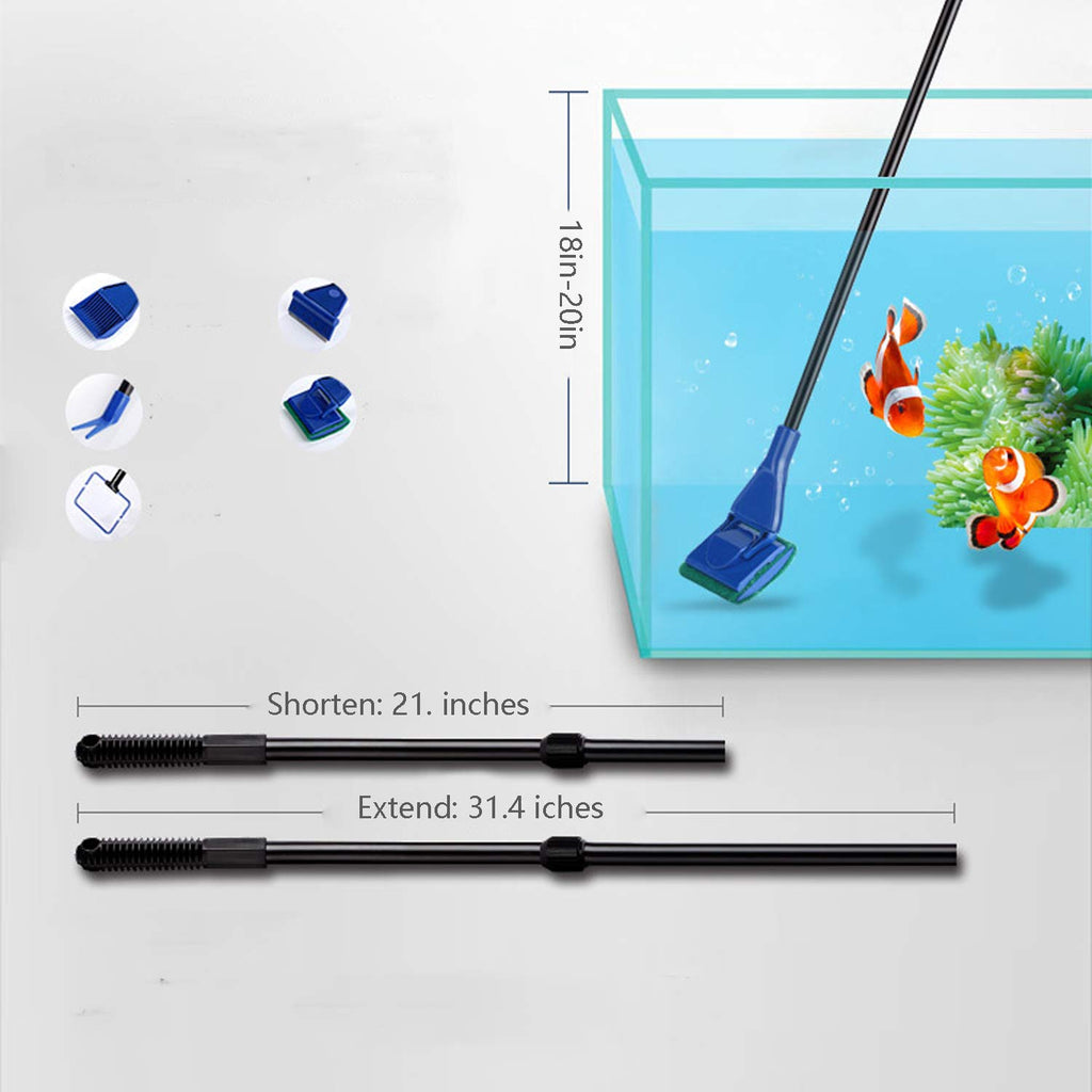 5 In 1 Aquarium Cleaning Tools Kit with Adjustable Length Rod W7167