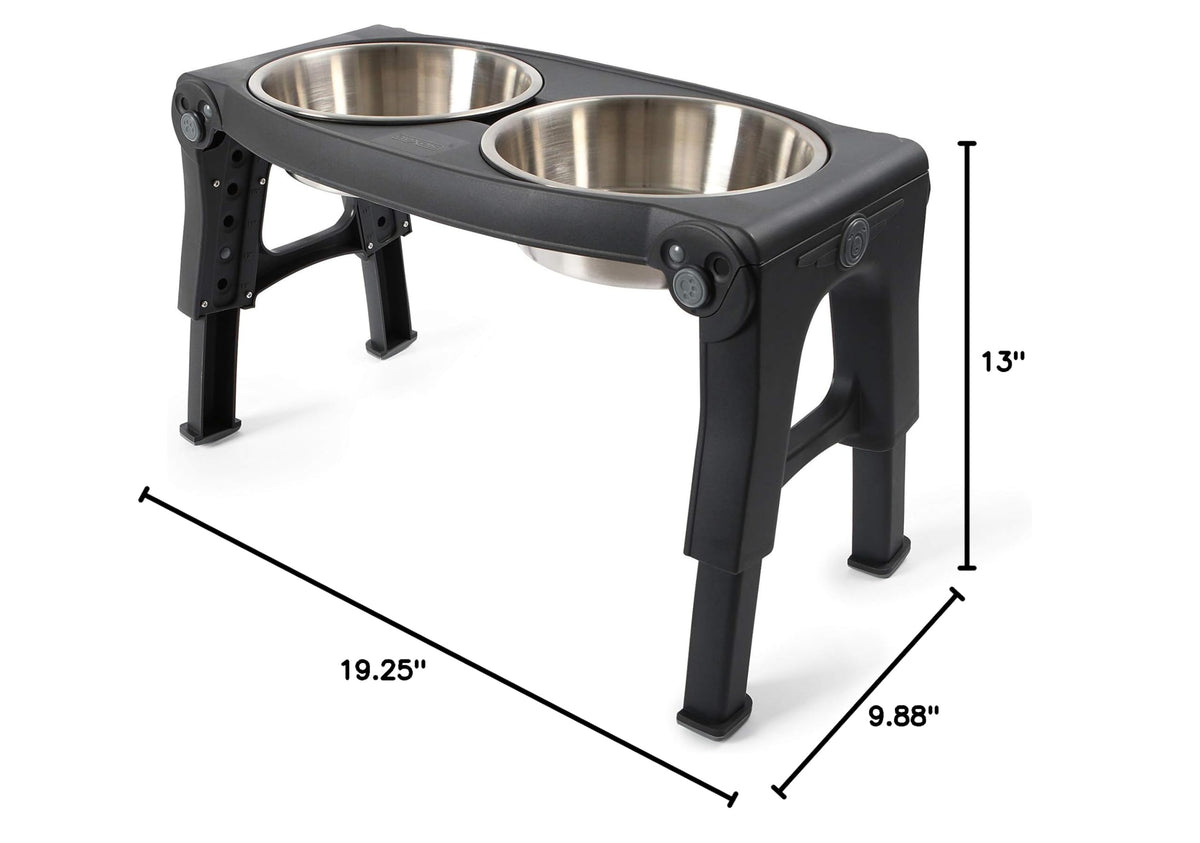 Adjustable Height Double Pet Feeder with Stainless Steel Bowls M101174