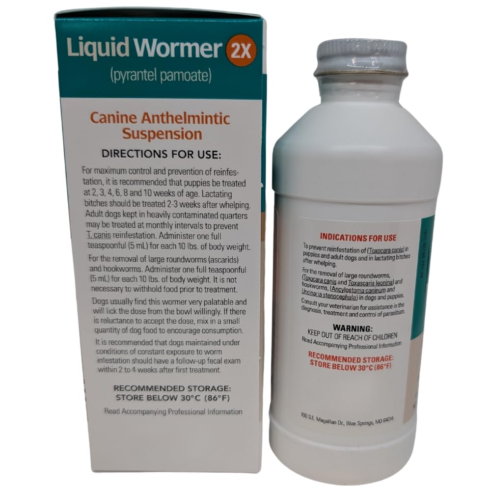 2 oz Pyrantel Pamoate Liquid Wormer for Dogs and Puppies Y9868