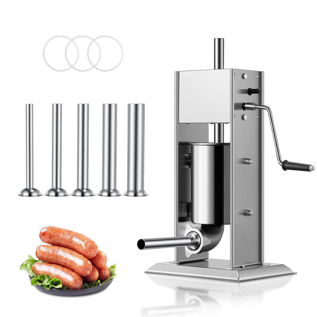 7LBS / 3L Dual Speed Sausage Stuffer with 5 Stuffing Tubes N8463