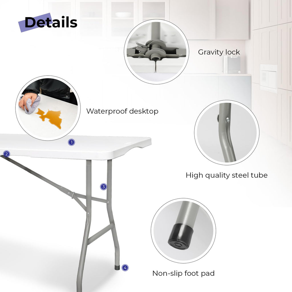6ft White Folding Table L269