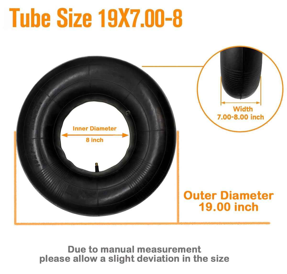19x7-8 20x7-8 Inner Tube with TR13 Straight Valve Stem X2879