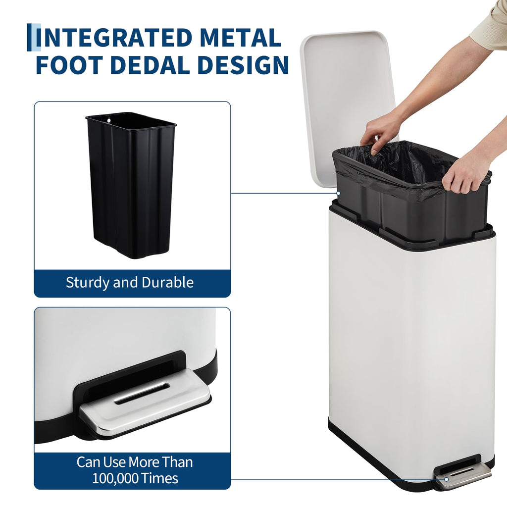 13.2 Gallon Stainless Steel Step Trash Can with Lid Q873380