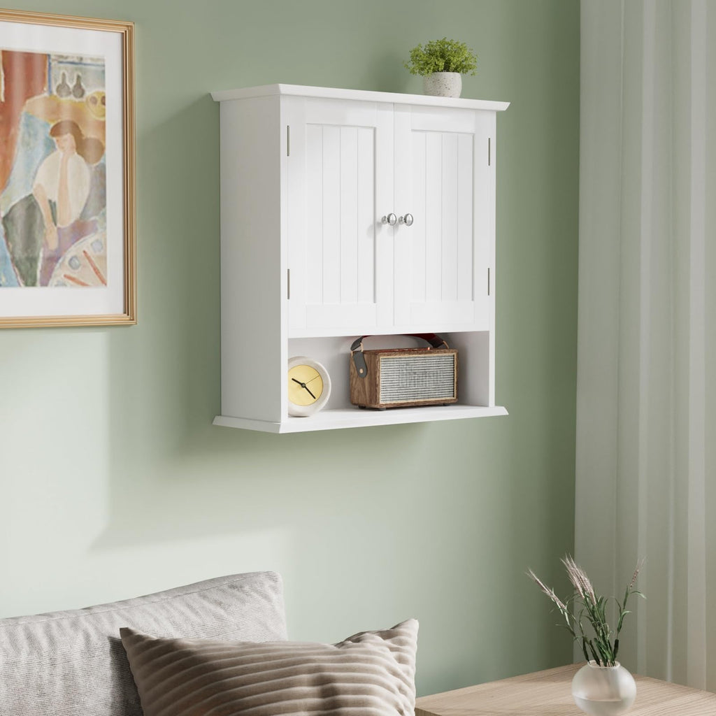 White Wall Mounted Bathroom Cabinet with 2 Door M24817