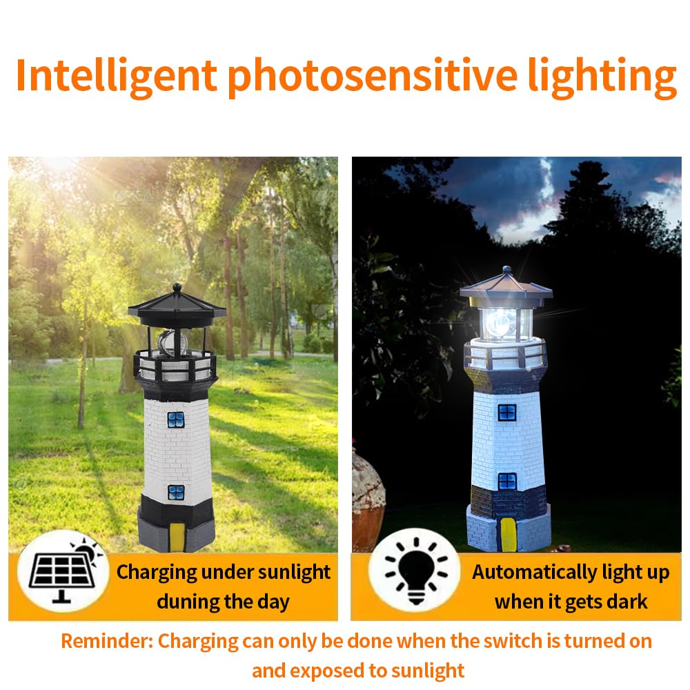 Black and White Solar Lighthouse Decorative Lights J465