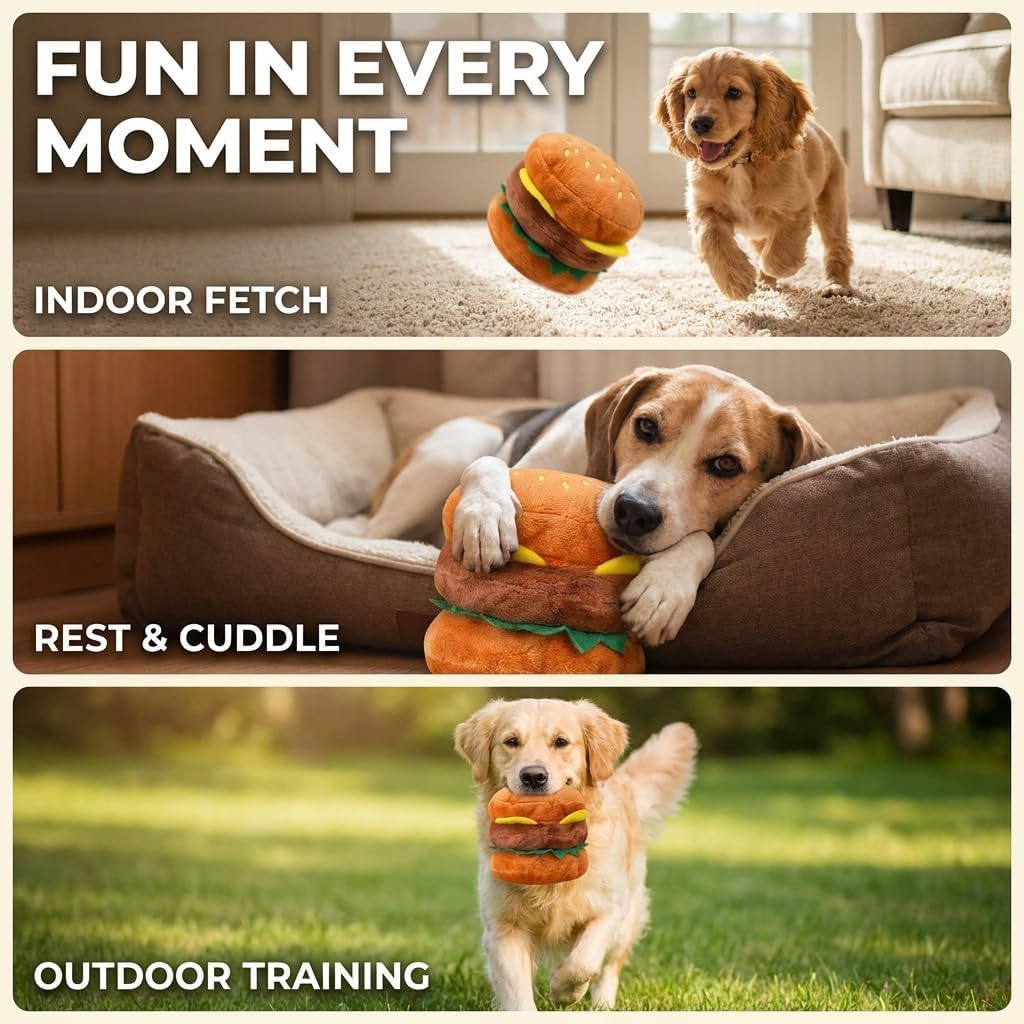 Hamburger Shape Dog Plush Squeaky Toy K4070