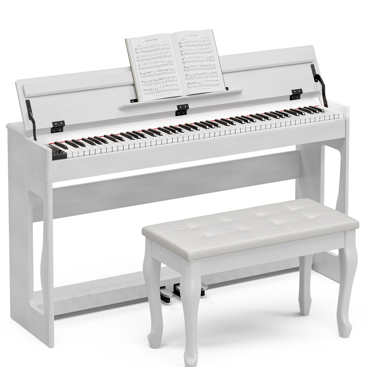 88 Weighted Key Digital Piano with Duet Piano Bench, Full Size Heavy Hammer Weighted Action Electric Piano Keyboard with USB MIDI, White P6778