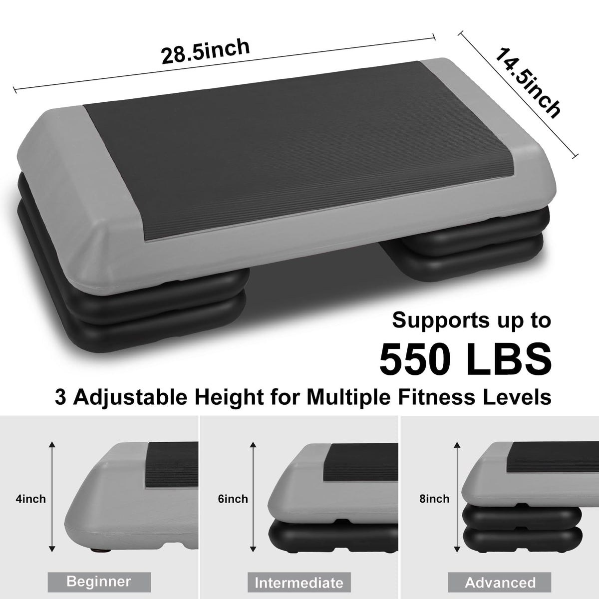 Adjustable Aerobic Stepper with 4 Risers Y10530