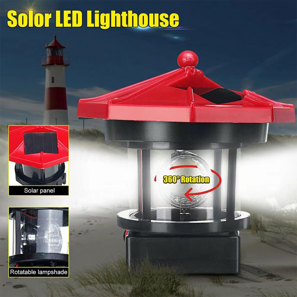 Black and White Solar Lighthouse Decorative Lights J465
