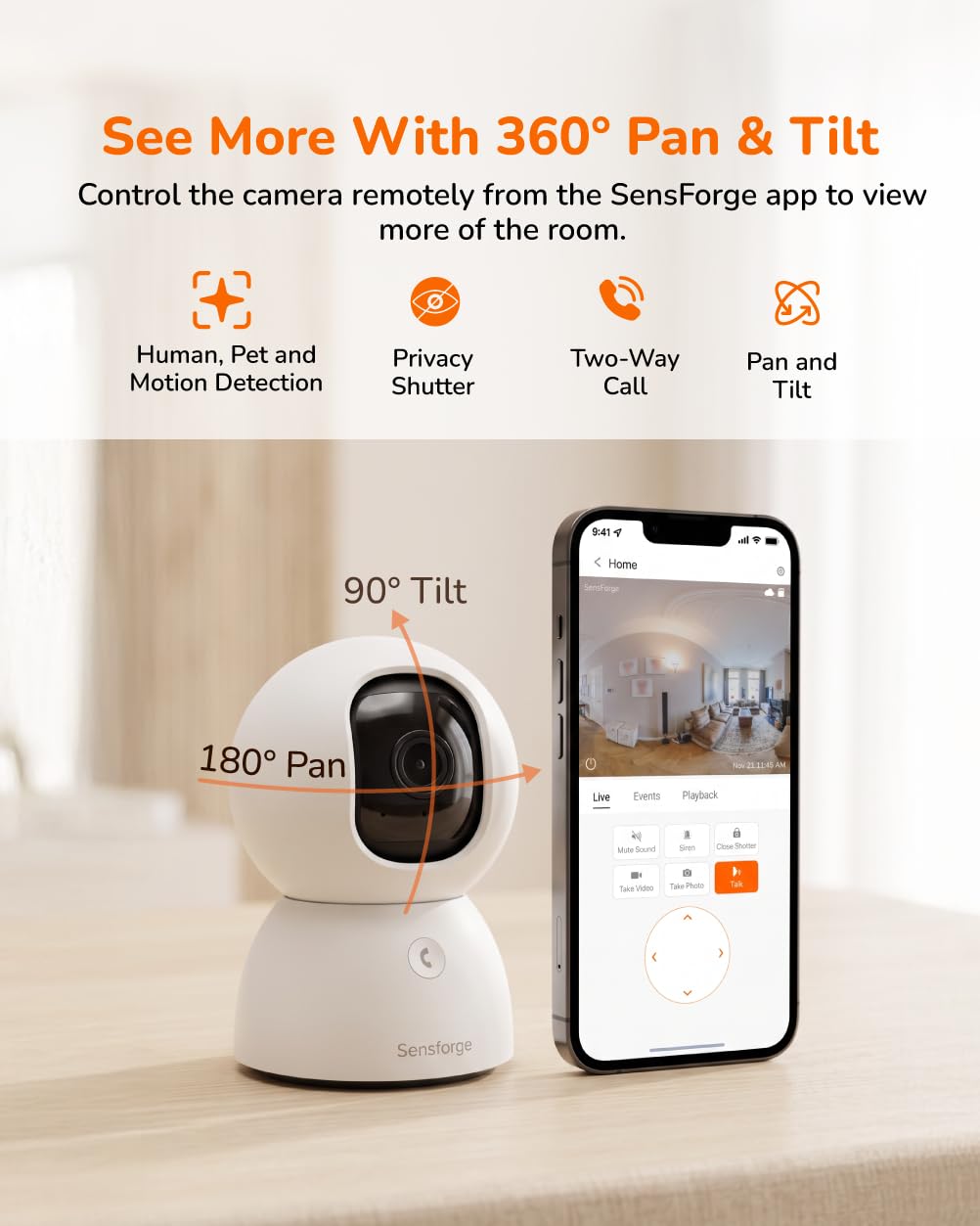 2.5K Indoor Pan-Tilt Security Camera M63889
