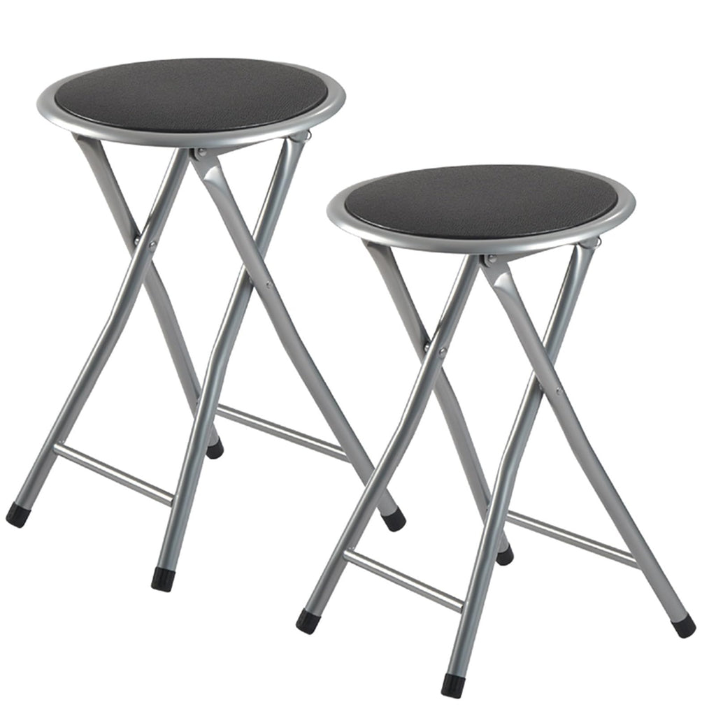 2 Pcs Portable Folding Stools, 18 Inch 330 Lb Capacity Black Z882180
