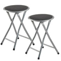 2 Pcs Portable Folding Stools, 18 Inch 330 Lb Capacity Black Z882180