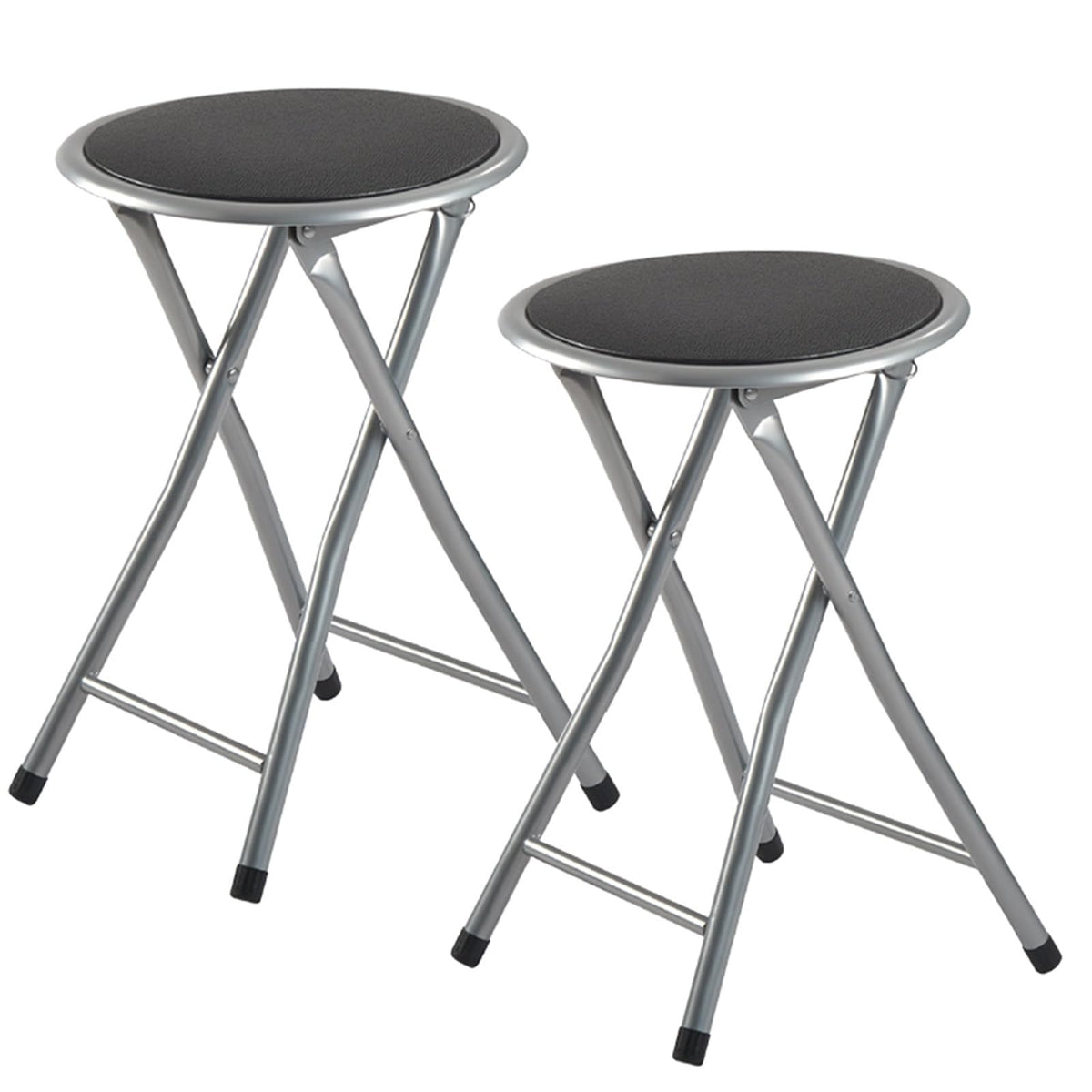 2 Pcs Portable Folding Stools, 18 Inch 330 Lb Capacity Black Z882180