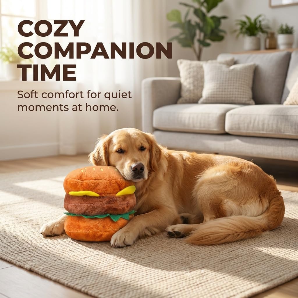Hamburger Shape Dog Plush Squeaky Toy K4070