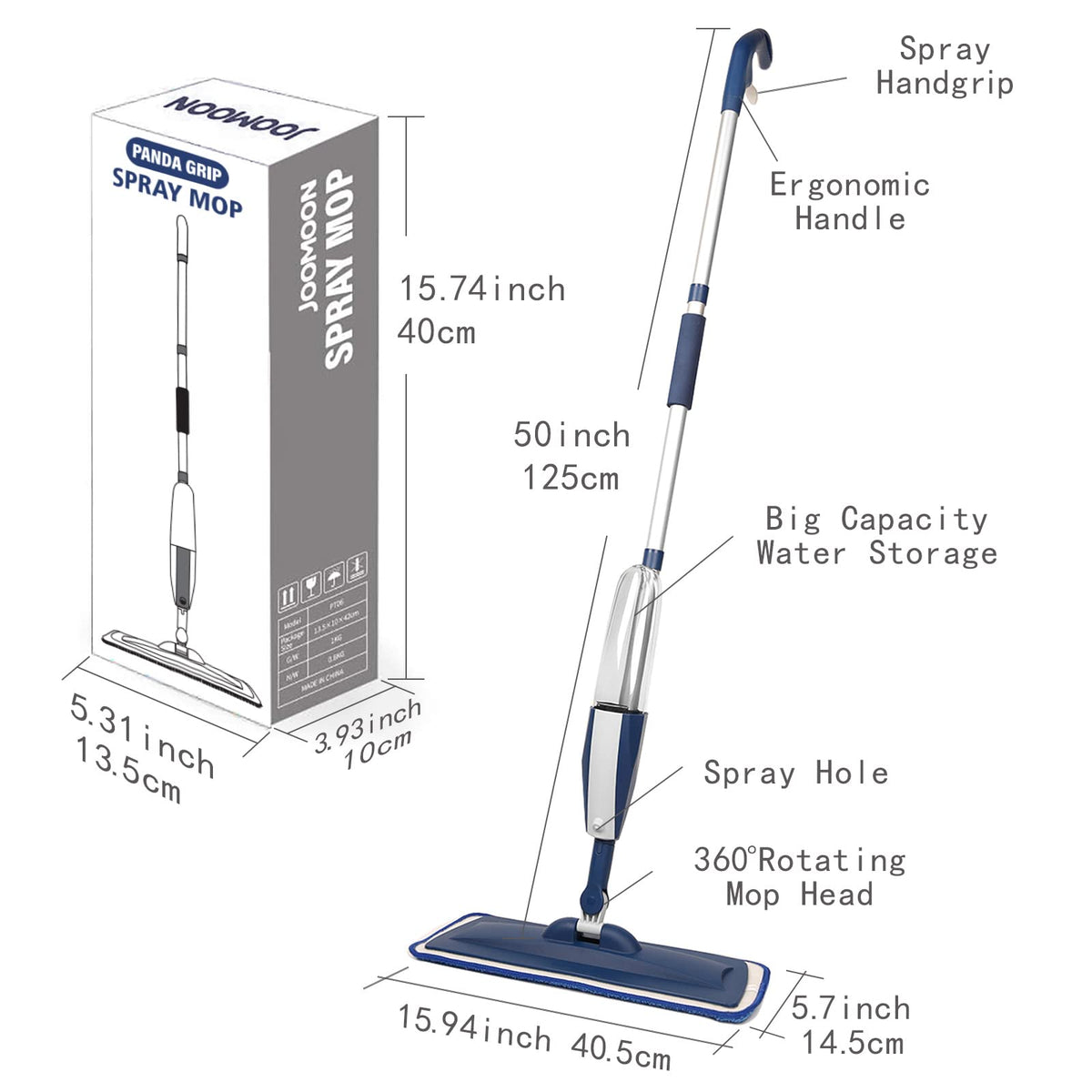 Wet Spray Mop with 14 oz Bottle & 3 Microfiber Pads Q279