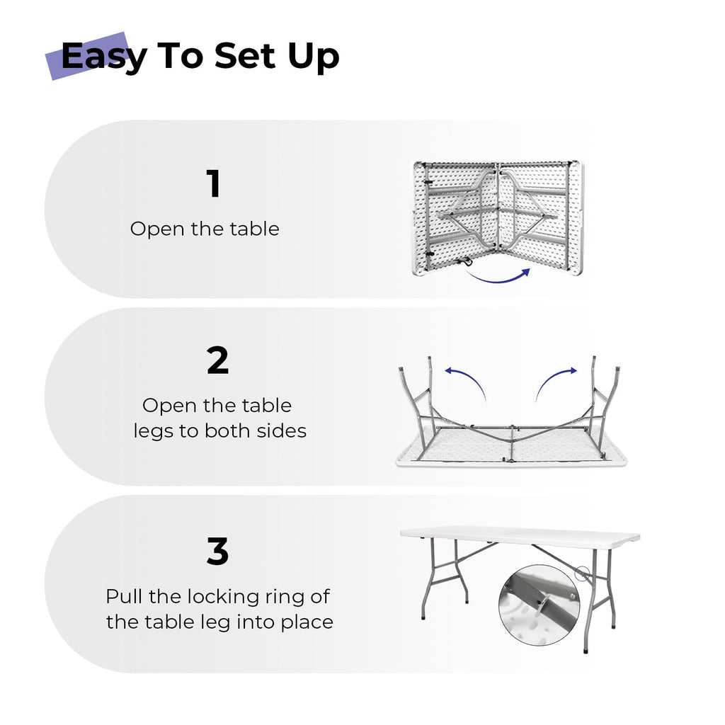 6ft White Folding Table L269