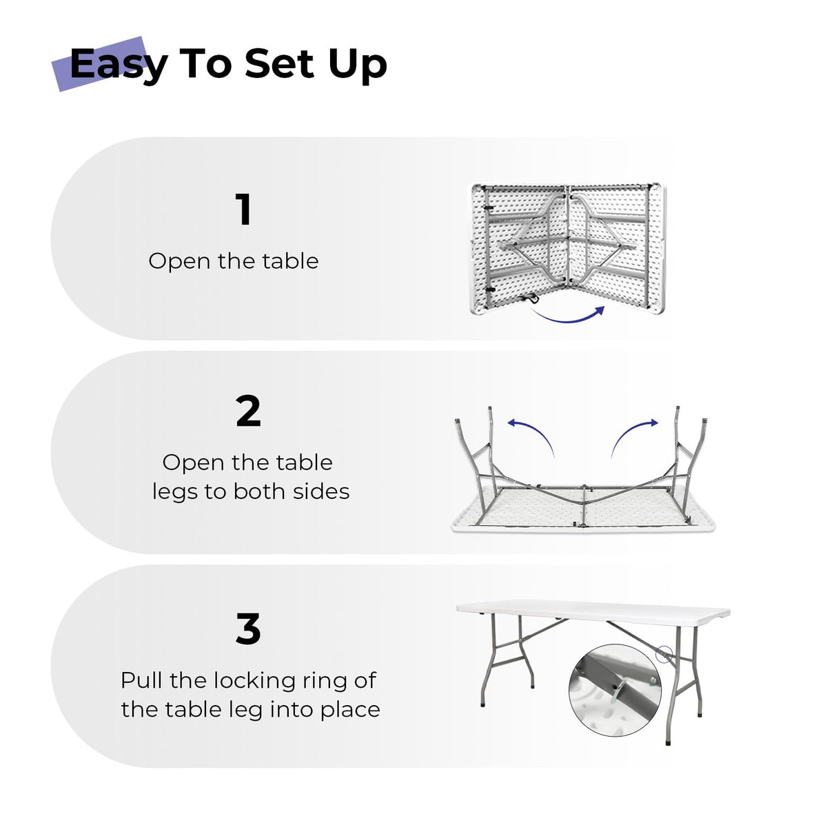 6ft White Folding Table L269