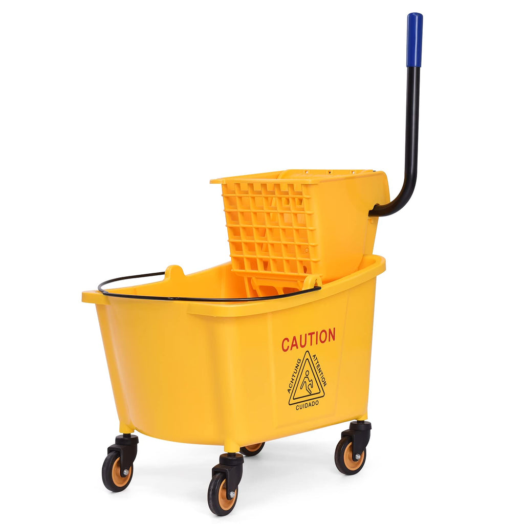Yellow 35 Quart Commercial Mop Bucket with Wringer O557