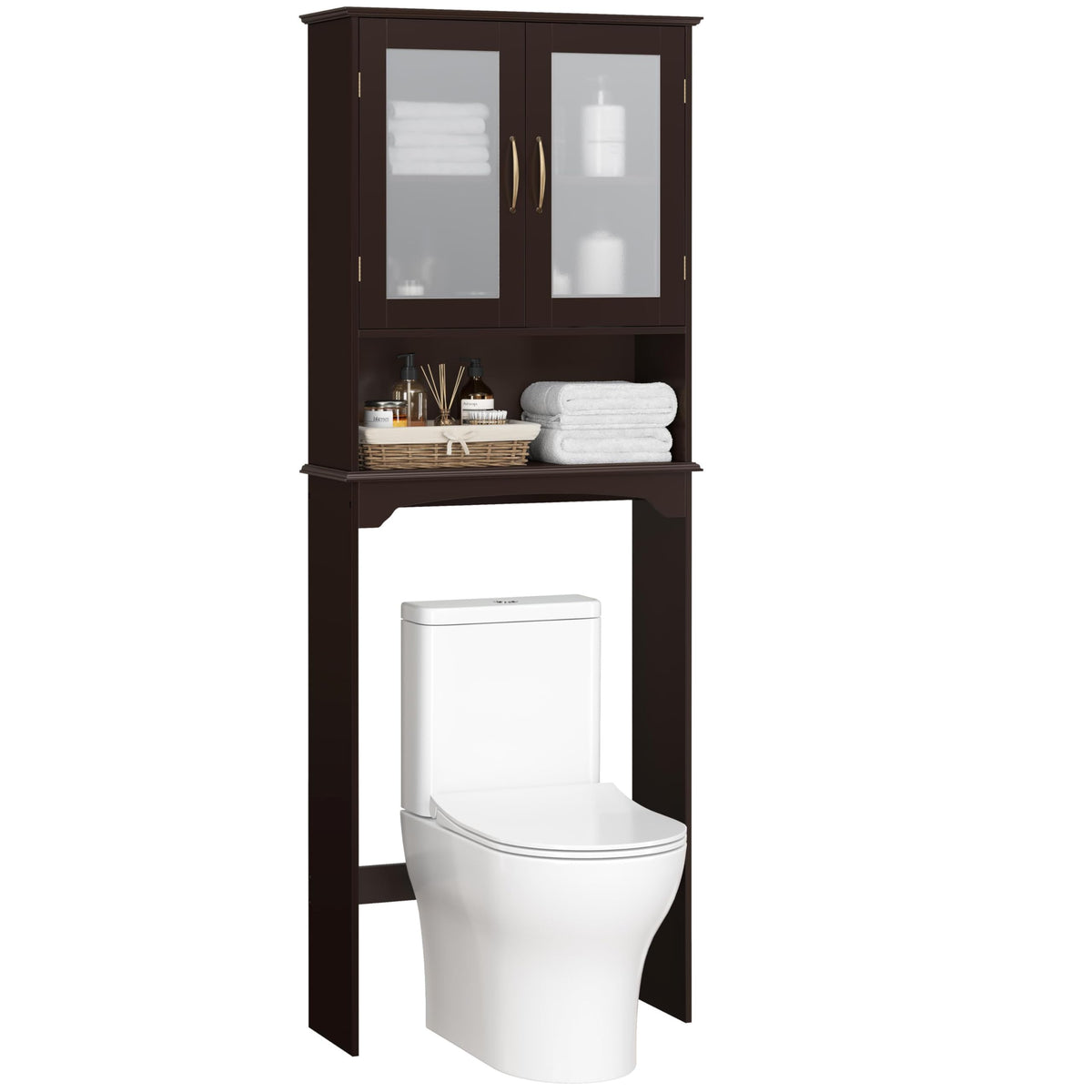 Over the Toilet Storage Cabinet with Glass Doors B43402