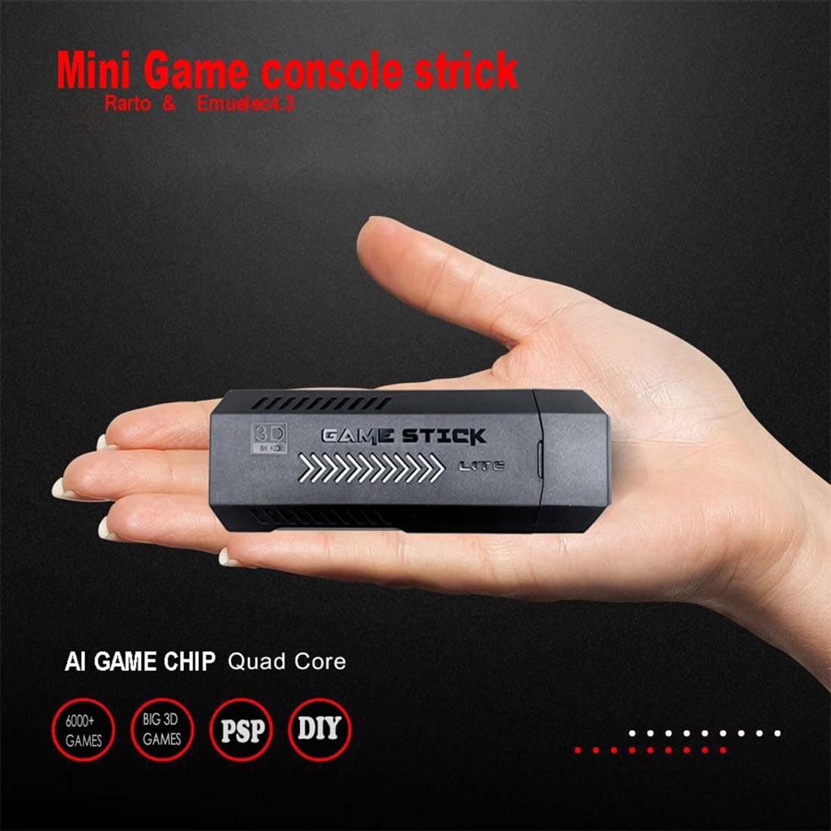 4K Retro Game Stick with 2 Wireless Controllers 64GB R9553