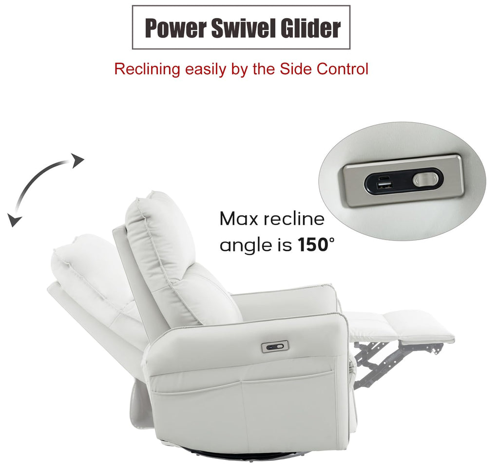Power Swivel Rocker Recliner Chair Light Gray V41538