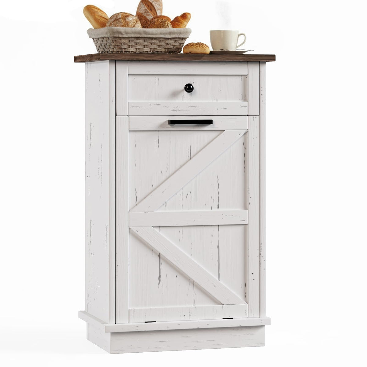 10 Gallon Tilt Out Trash Cabinet with Storage Drawer E616
