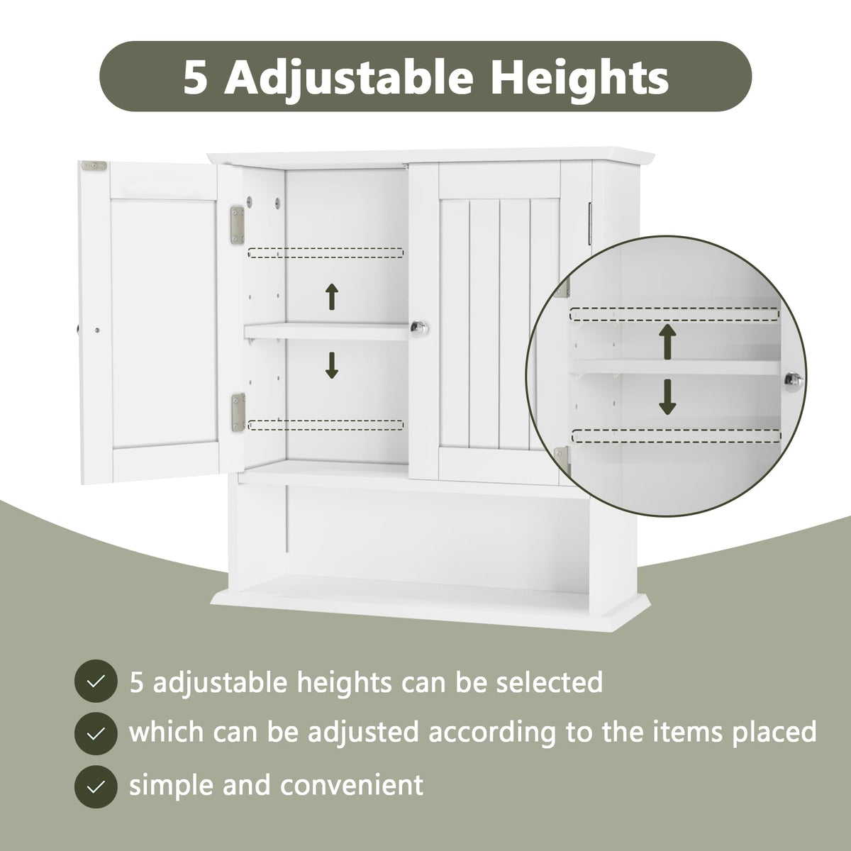 White Wall Mounted Bathroom Cabinet with 2 Door M24817
