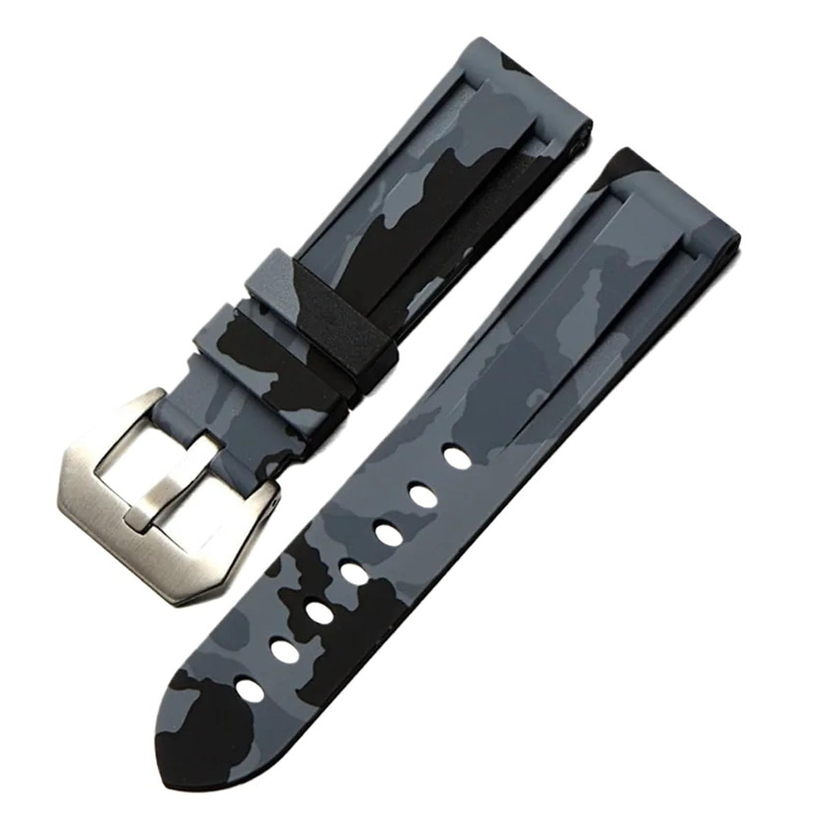 Camo Blue Grey Rubber Silicone Watch Band Y273184