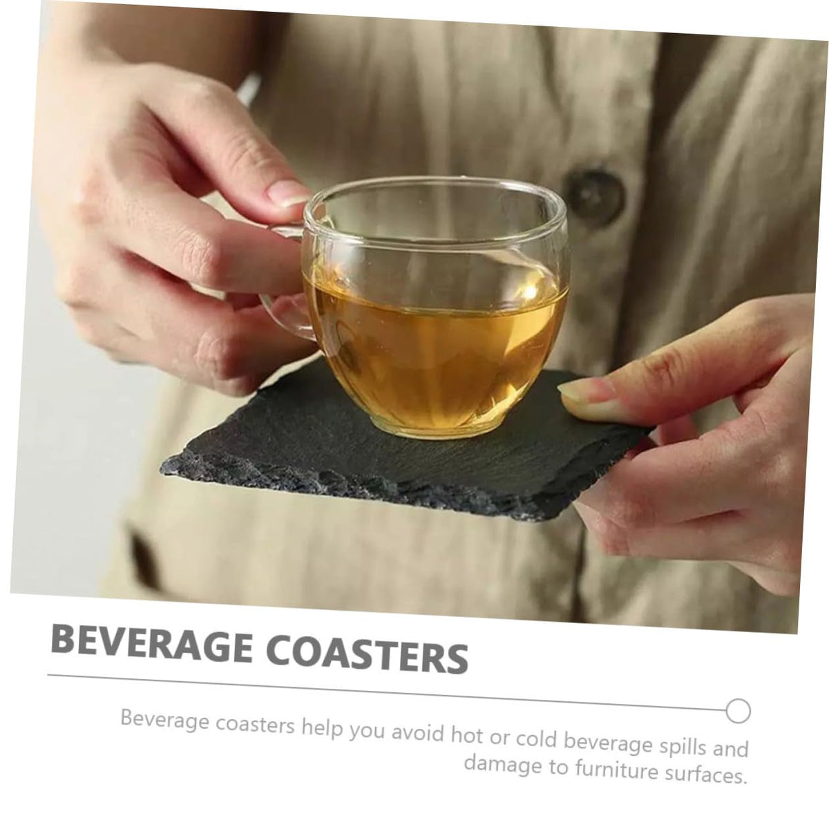 Black Natural Stone Drink Coasters L7100