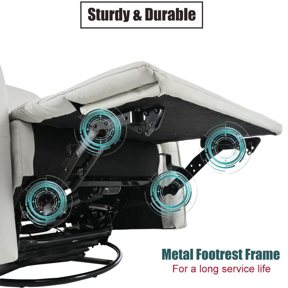 Power Swivel Rocker Recliner Chair Light Gray V41538