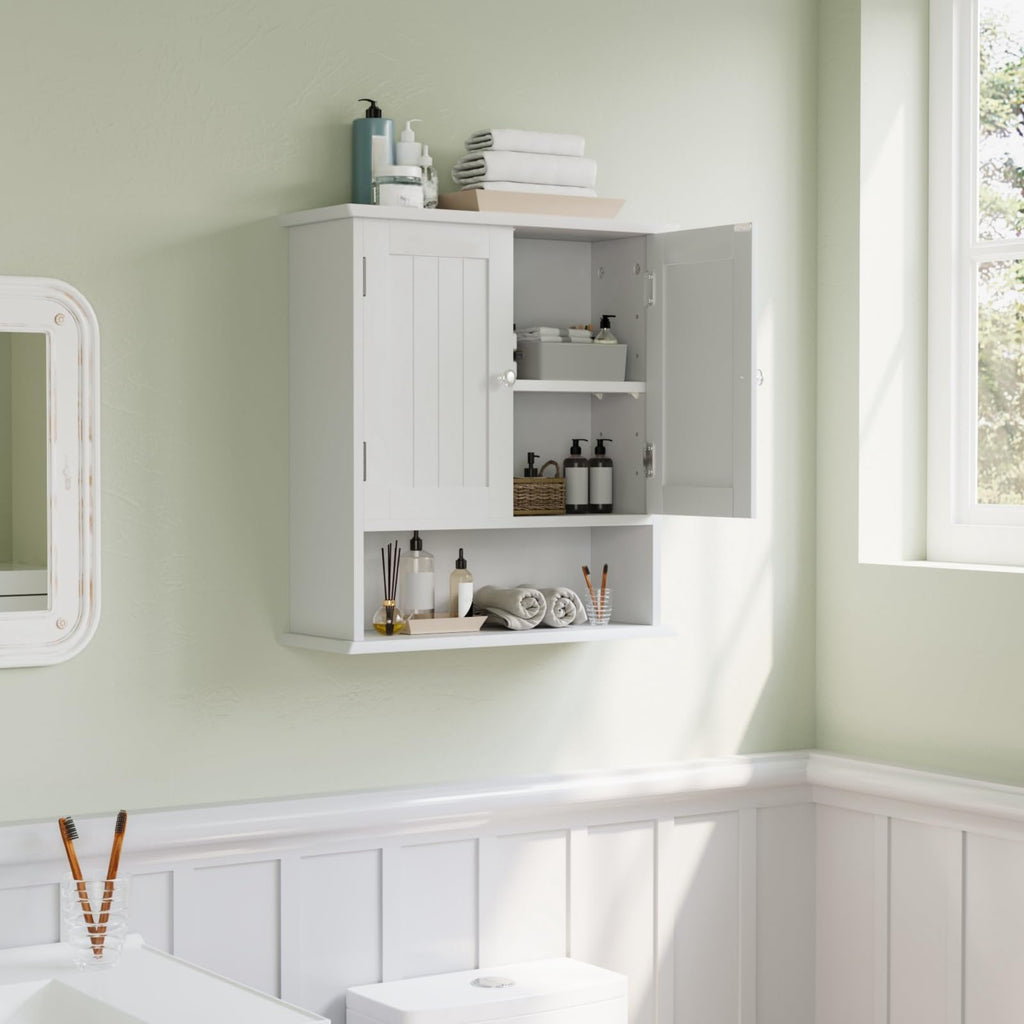 White Wall Mounted Bathroom Cabinet with 2 Door M24817