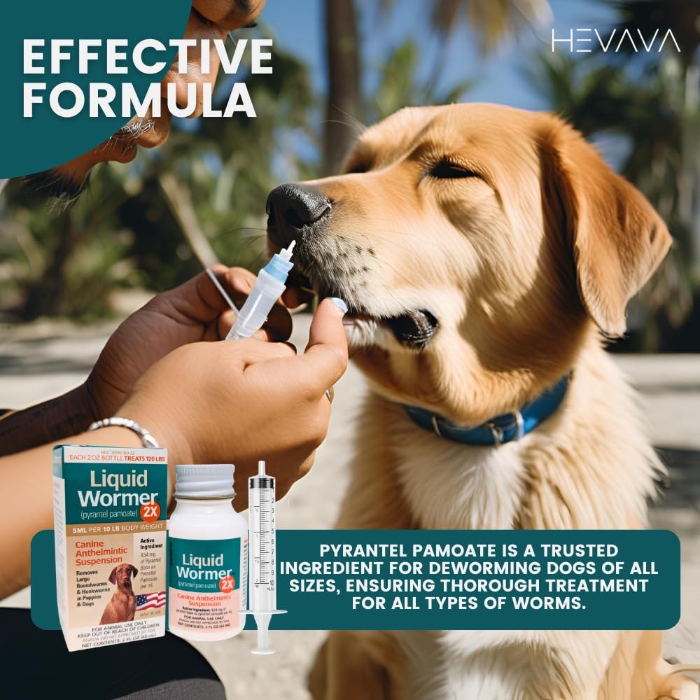 2 oz Pyrantel Pamoate Liquid Wormer for Dogs and Puppies Y9868
