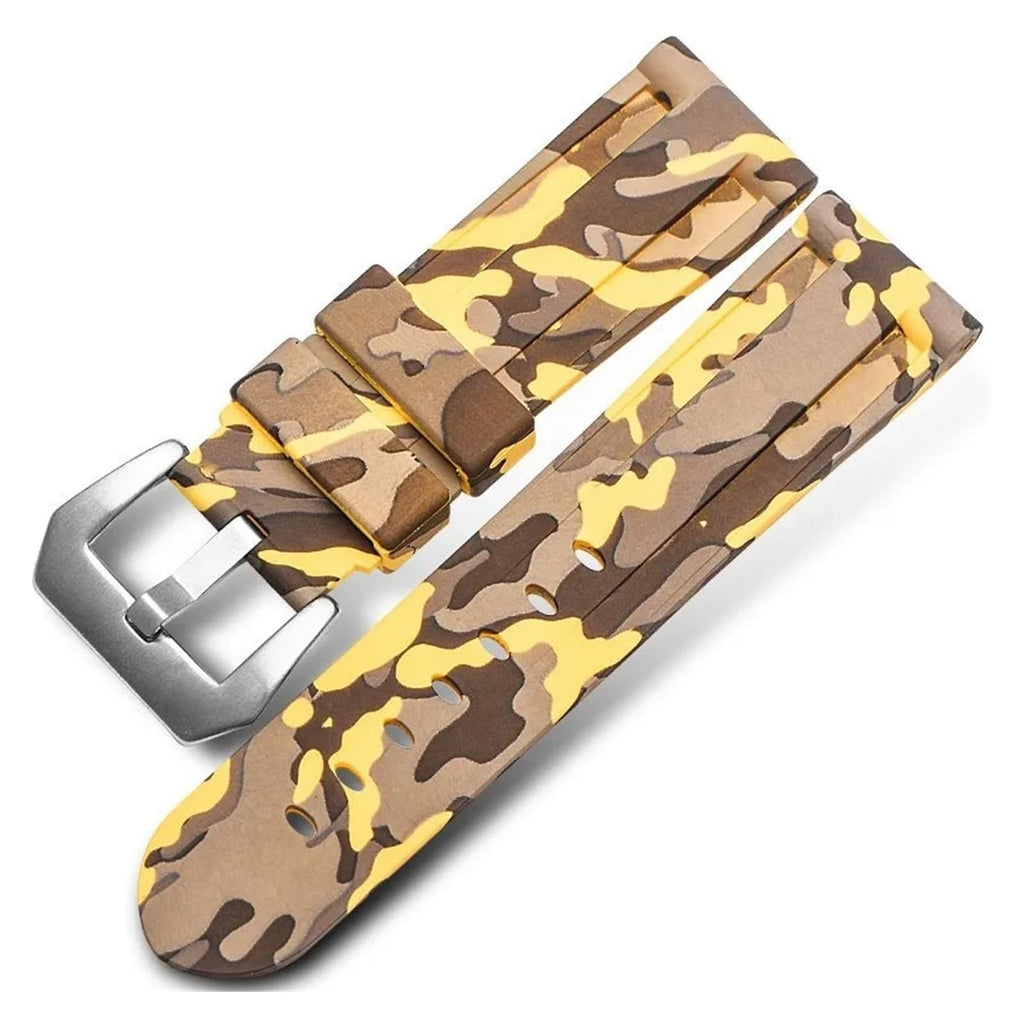 Camo Blue Grey Rubber Silicone Watch Band Y273184