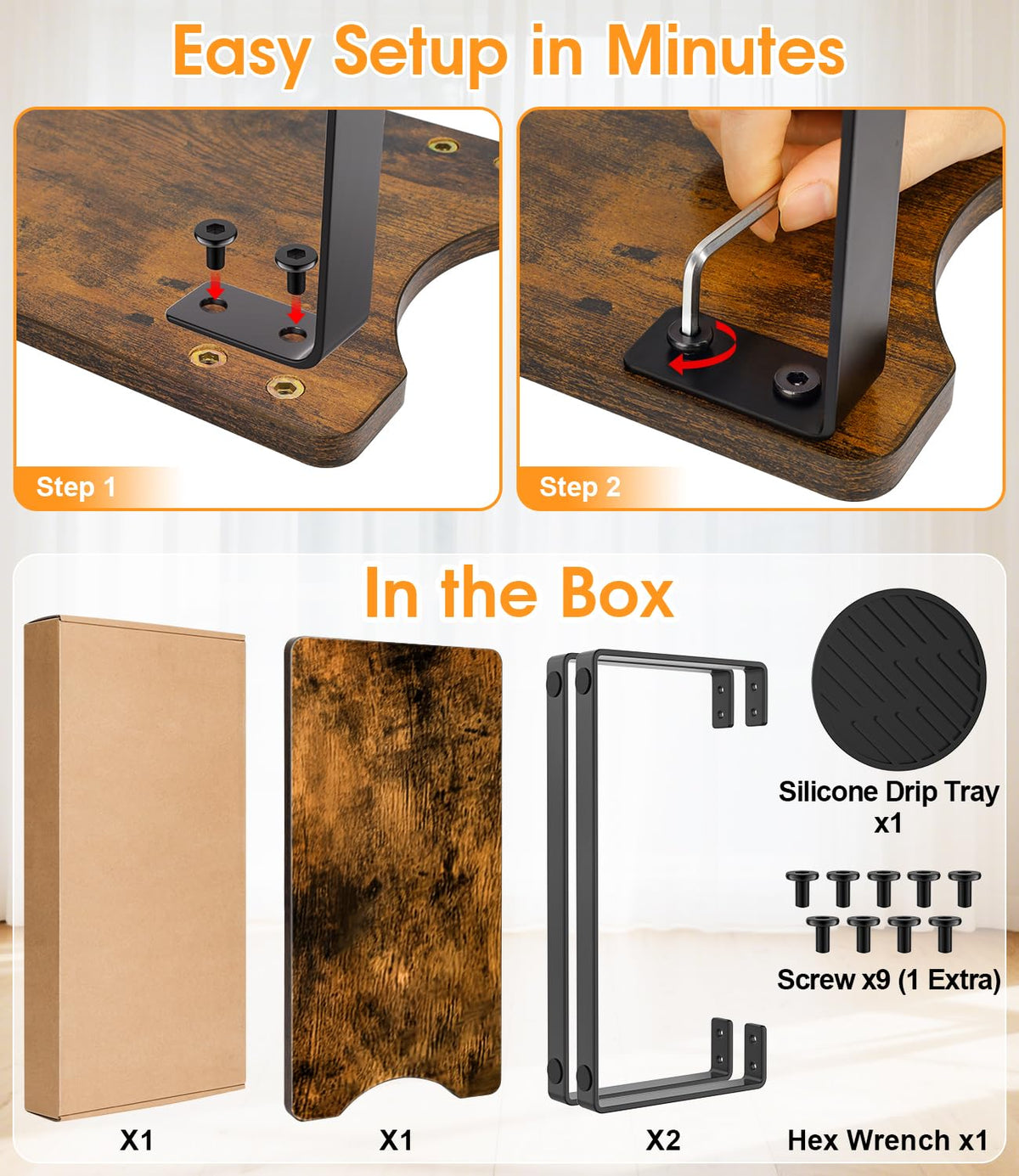 Wood Water Filter Dispenser Stand with Drip Tray F899