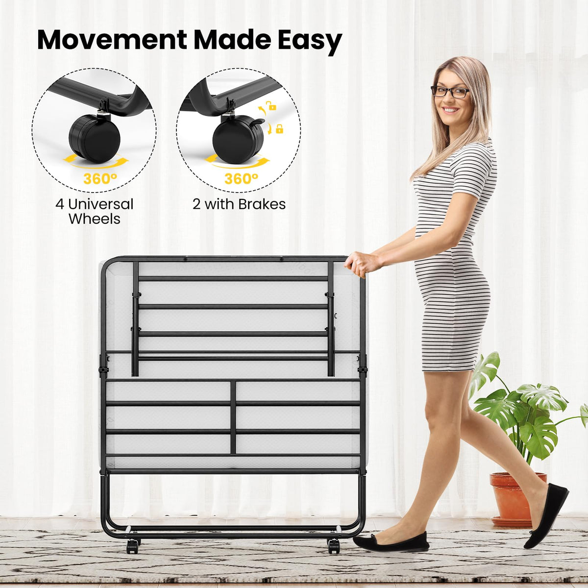 Twin Folding Bed with Memory Foam Mattress H157