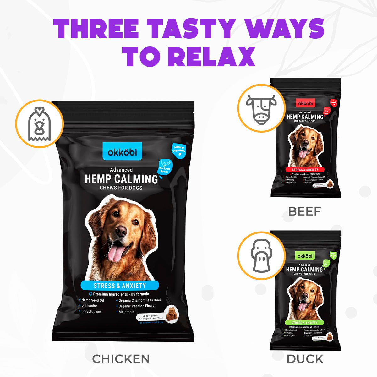 Chicken Flavor 60 Count Calming Chews for Dogs W429467