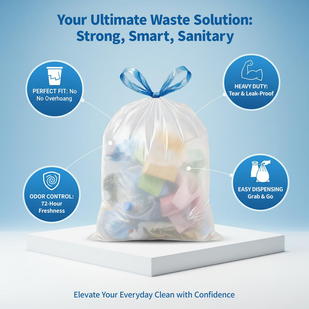 4 Gallon Drawstring Unscented Trash Bags 120 Count L5115