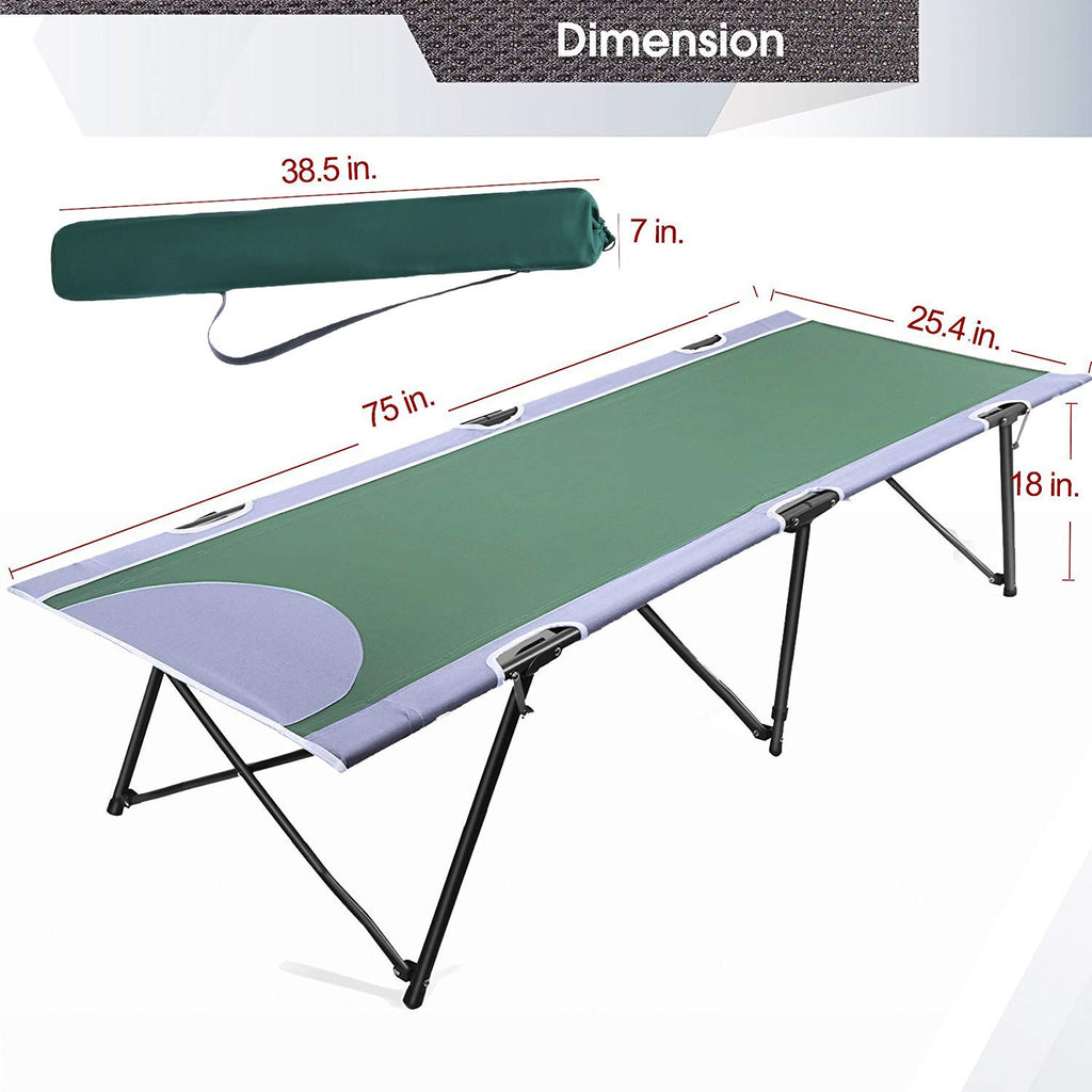 Green Folding Camping Cot with Carry Bag U676